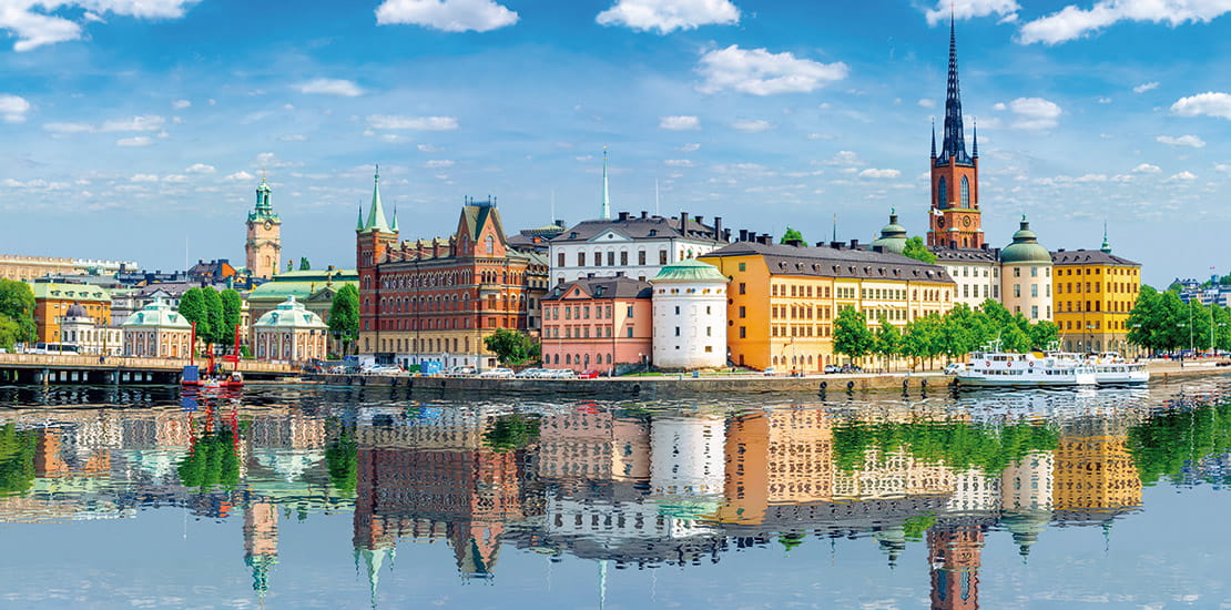 A panoramic view of Gamla Stan in Stockholm, Sweden